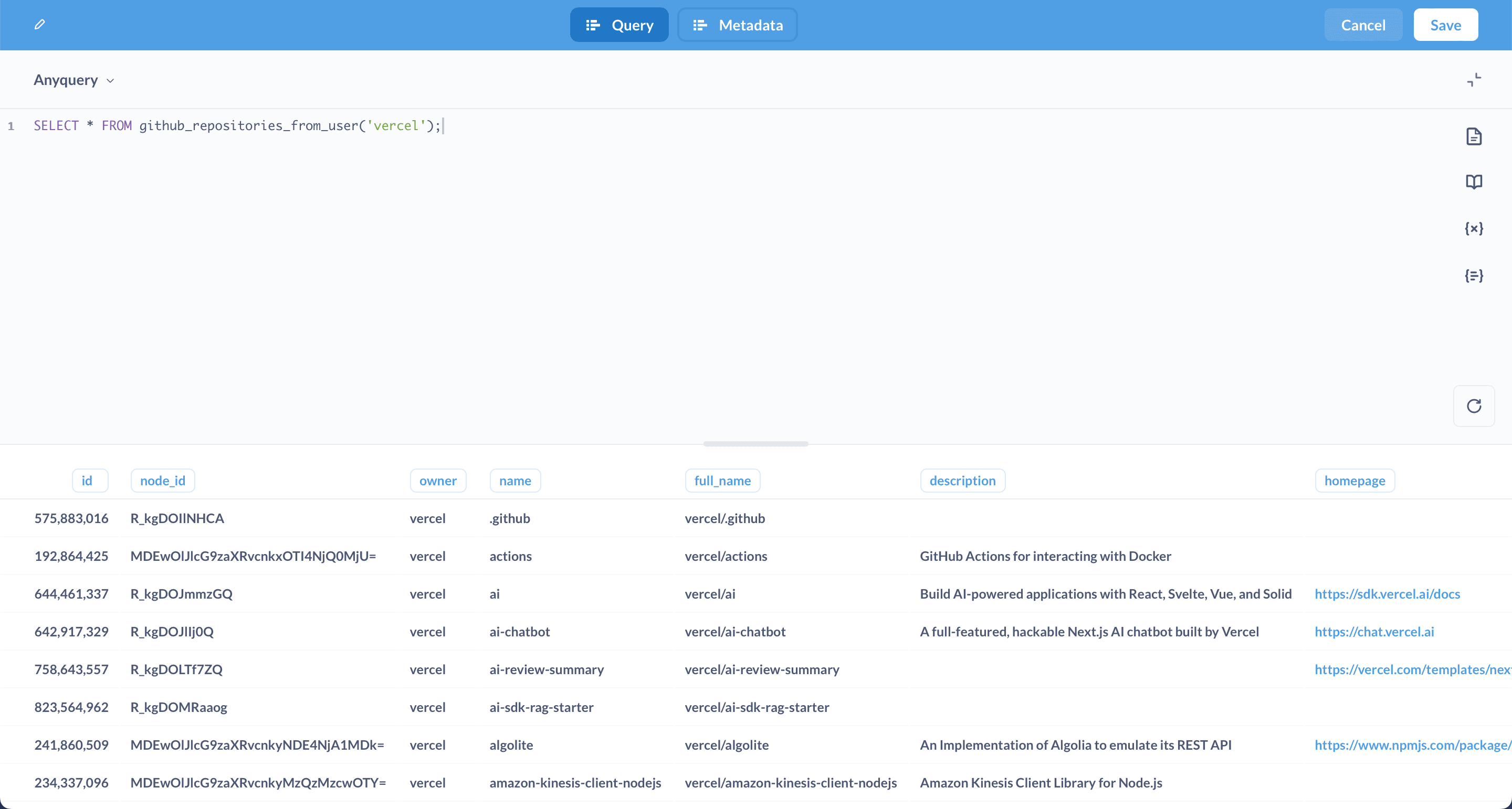 Metabase Model