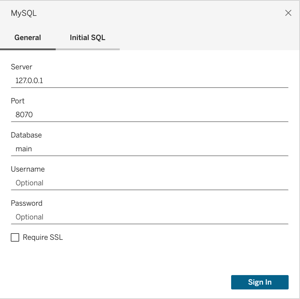 Tableau Connection